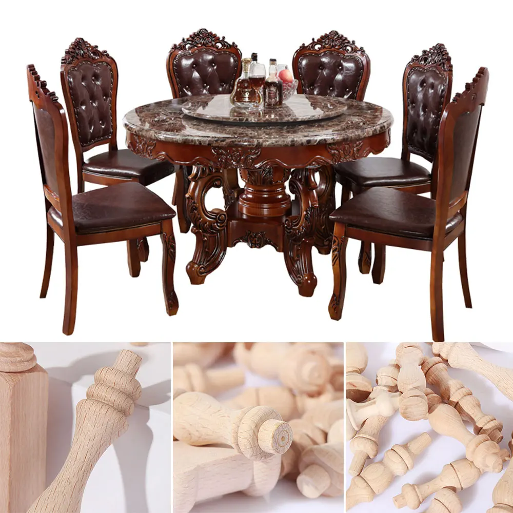 1PC Vintage Wood Carved Furniture Foot Legs European Style Solid Sculpture Cabinet Seat Feets Home Crafts Decor Accessories