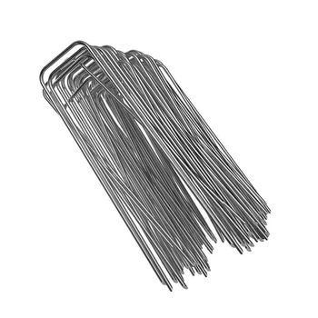 

A01-100Pcs Heavy Duty U Shape Gauge Galvanized Steel Garden Stakes Staple Securing Pegs for Securing Fabric Landscape Fabric Net
