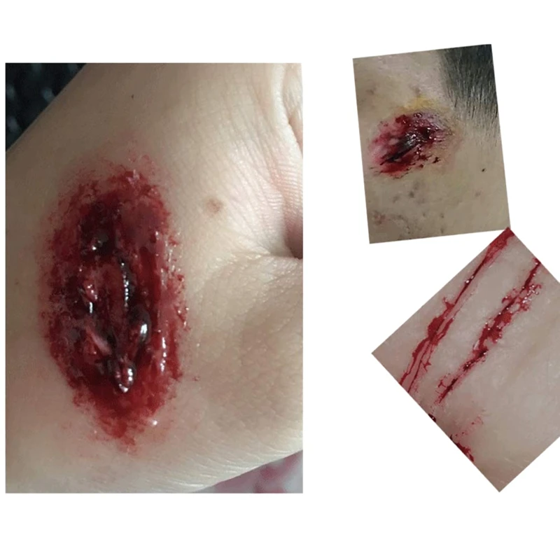 Fake Blood for Halloween Makeup 3 Bottles Artificial Realistic Fake Blood Plasma Cream Makeup Props Cosplay Scary Costume Party