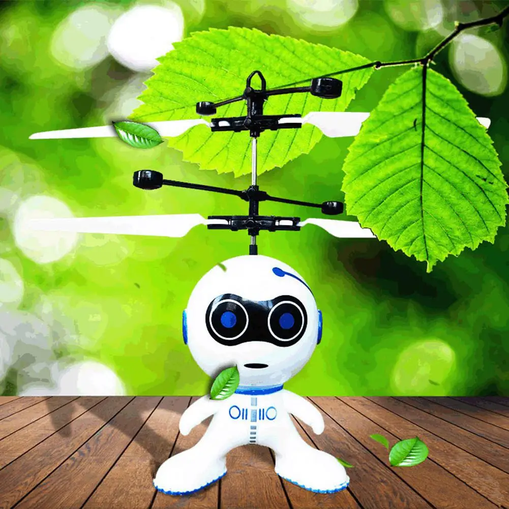 MeterMall Robot Aircraft Toy Smart Intelligent Action Figure Flying Mini RC Infrared Induction Flashing Light Toys |