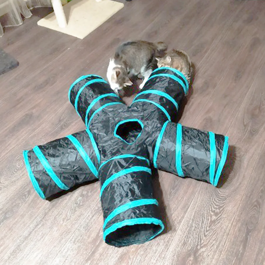 2/3/4/5 отверстий Складная Pet туннель для кошек игрушечные кошки играть трубы шары любимцы котята для тренировок в помещении и на улице Play Tube игровой туннель