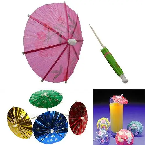 50Pcs Paper Cocktail Parasols Mini Umbrellas Drinks Picks Wedding Party