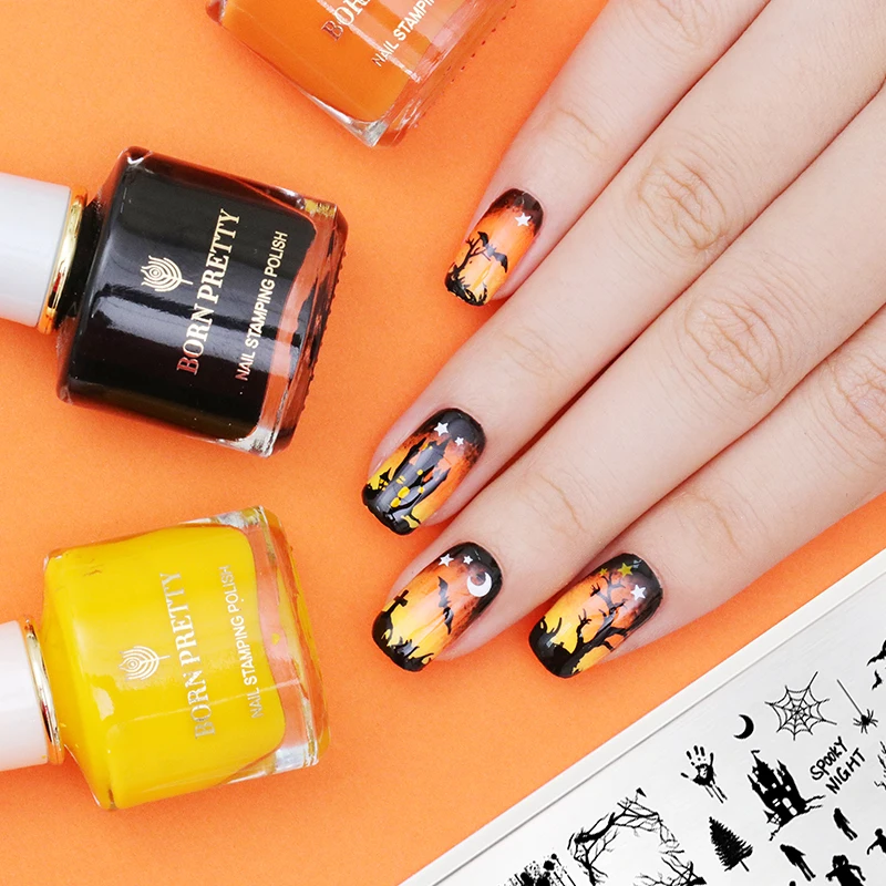 BORN PRETTY ногтей штамповки пластины Хэллоуин призрак шаблон прямоугольный, для нейл-арта изображения печати пластины DIY шаблон для стемпинга для нейл-арта