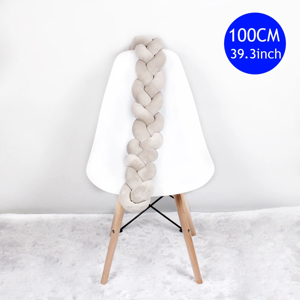 1M Baby Bed Bumper 1M/2M/3M Braid Knot Pillow Cushion Bumper for Infant Bebe Crib Protector Cot Bumper Room Decor - Цвет: 1M