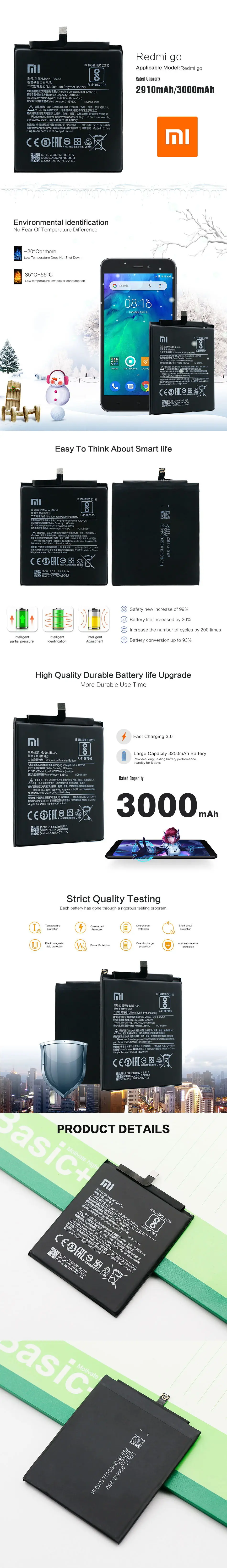 Xiao mi аккумулятор BN3A 3000 мАч для Xiao mi Red mi Go высококачественные Сменные Аккумуляторы для телефонов