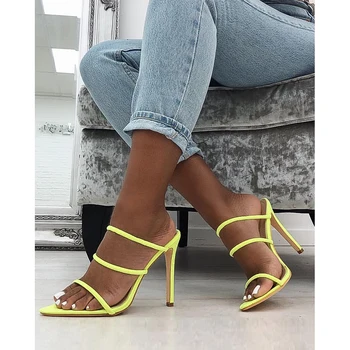 

Sexy Women Single Back Pumps ins Pointed Toe Stiletto HIgh Heels Slippers Runway Suede Leather Outside Women Party Dress Shoes