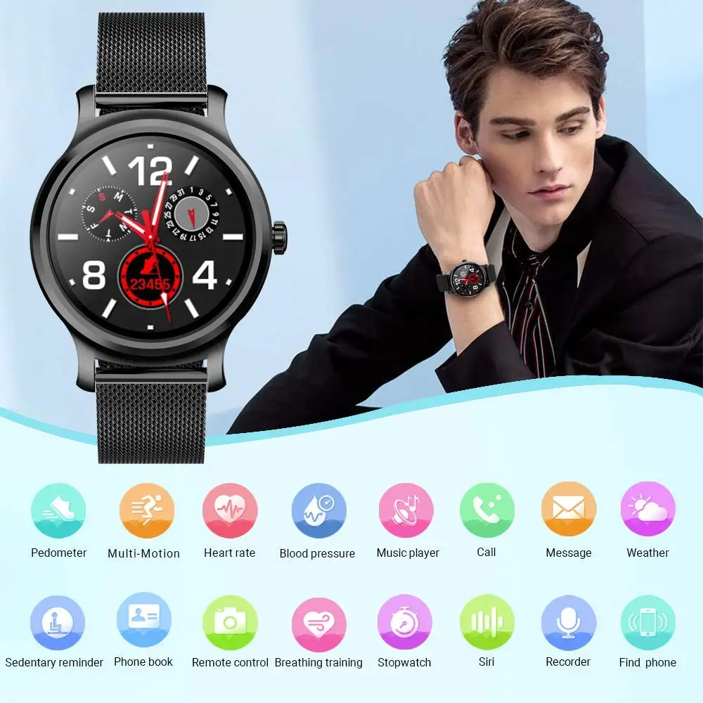 Billige R2 Smart Uhr mit Blutdruck Monitor für Männer Android Handys   iOS Tragen Uhren mit Herz Rate Fitness Tracker smartwatch