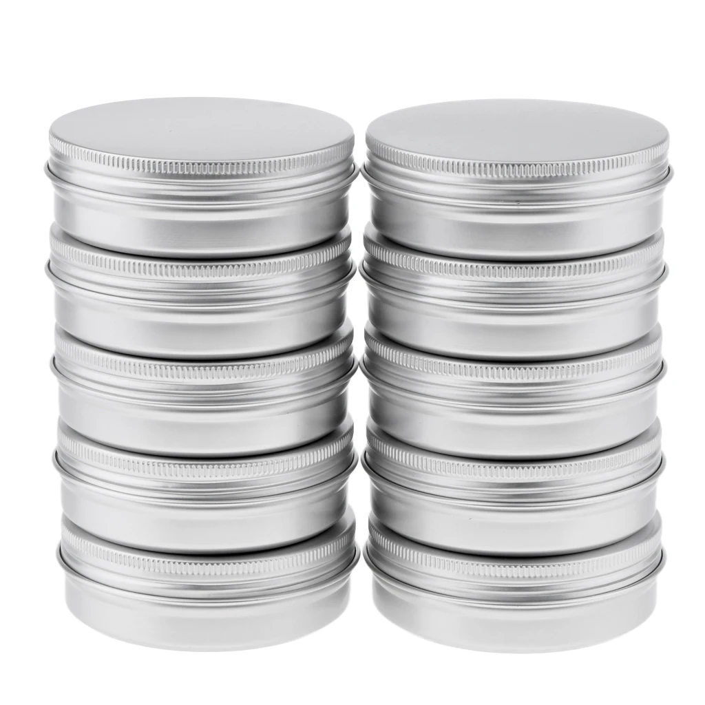 100g Empty Cosmetic Pots Lip Container Jar Aluminum Tins Cans Case Box 10PCs