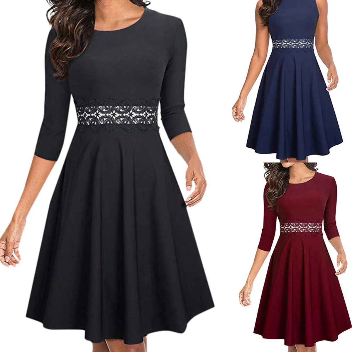 BGW трапециевидные трикотажные Коктейльные мини платья с круглым вырезом и