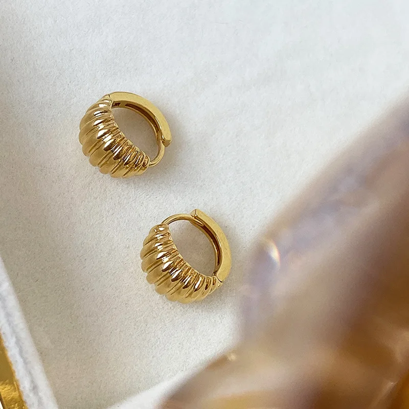 HIYONG Small Size Crossiant EarringsBraided Twisted Hoop Earrings Retro Women Girls Geometric Punk Earring Female Jewelry Gifts | Украшения