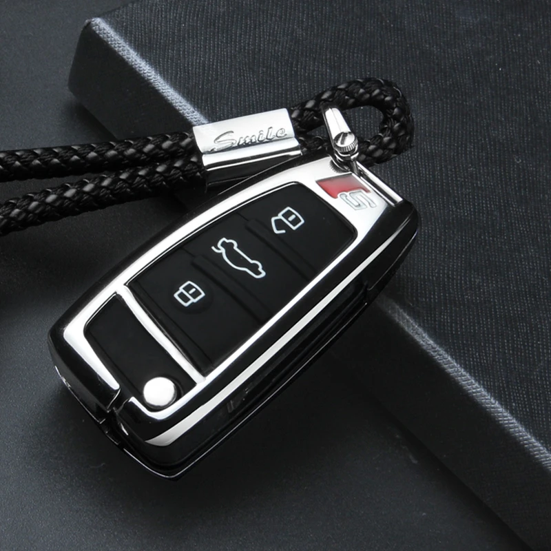 A silver rope set Сплав+ Силиконовое защитное покрытие для автомобильных ключей чехол КРЫШКА ДЛЯ Audi A3 A4 A4L B5 B6 B7 B8 B9 A5 A6 A6L C5 C6 Q3 Q5 Q7 S5 S7 RS3 TT корпус для автомобильного ключа - Название цвета: A silver rope set