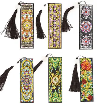 

5D DIY Special Shaped Diamond Painting Leather Bookmark Creative Tassel Marker Embroidery Marks Handmade Craft Gift for Books