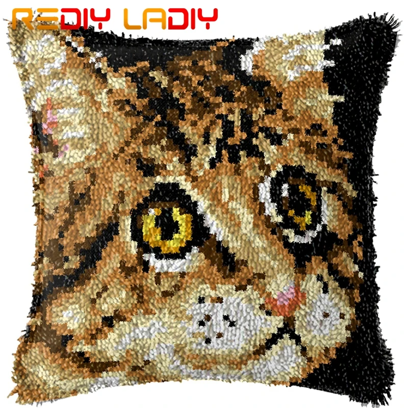 BZ408 Latch Hook Kits Make Your Own Cushion Cartoon Owl Pre-Printed Canvas Crochet Pillow Case Latch Hook Cushion Cover Hobby& Crafts - Цвет: BZ408