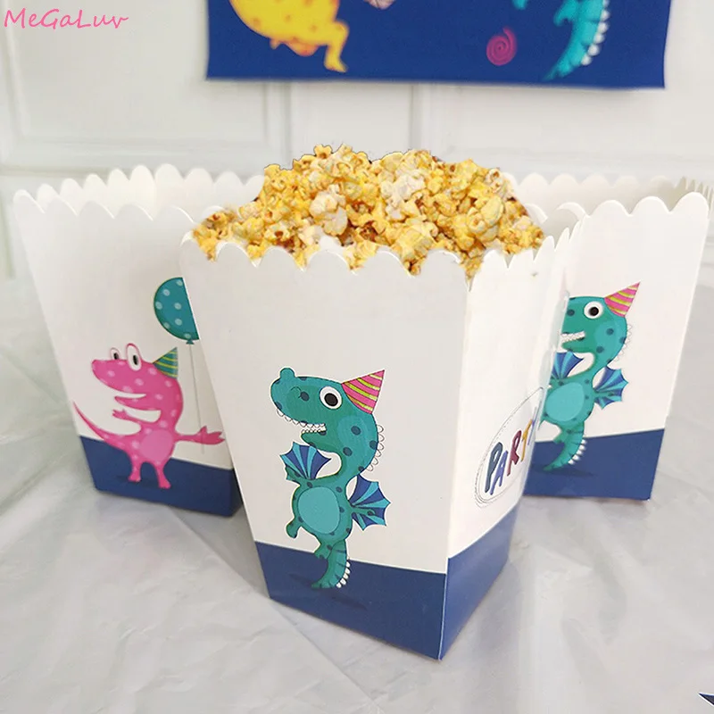 

Dinosaur Paper Popcorn Boxes Treat Snack Box Animal Theme Party Disposable Tableware Kids Birthday Baby Shower Party Supplies