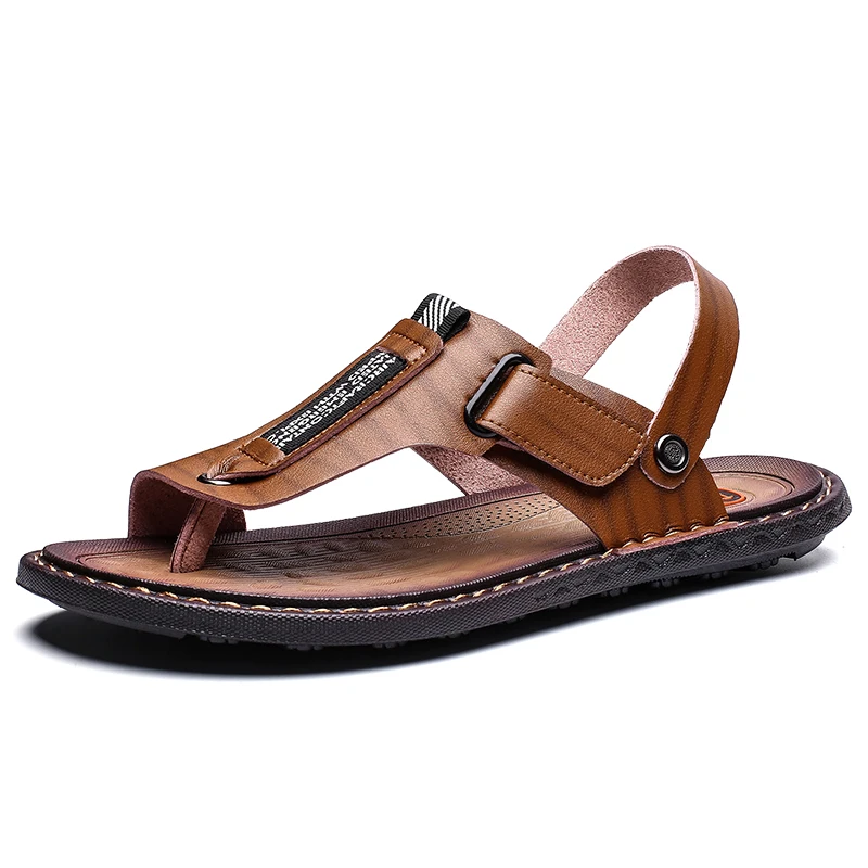 Summer Men's Sandals Leather Breathable Soft Brand Men's Beach Sandals Luxury Handmade Sandals Designer Roman Outdoor Slippers