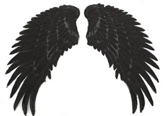 Black20.5x10cm 1 пара, 6 стилей, нашивки крылья, золото, серебро, блестки, нашивка, пришить на железе, заплатка для одежды, 3D перо, аппликация «сделай сам», наклейки на свадьбу - Цвет: Black20.5x10cm