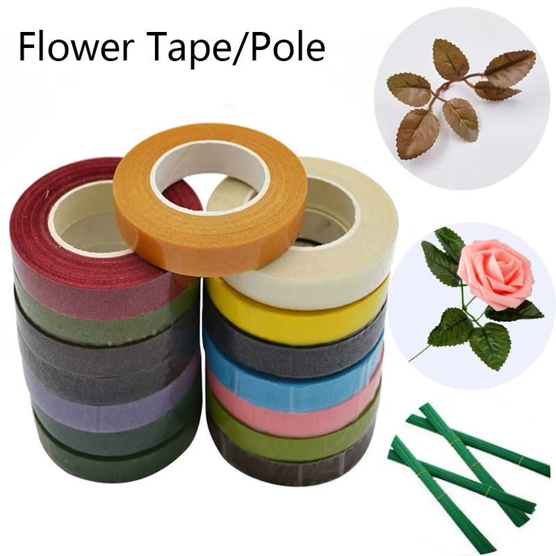 

Pole Iron Wire Green Leaf For Home Decor Christmas Decorative Flowers Tape DIY Wreaths Iron Wire Stem