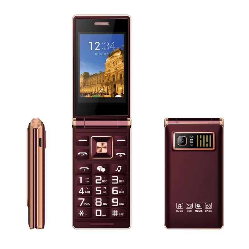 Флип сенсорный экран двойной экран телефон A15 Dual Sim дешевый мобильный телефон старшая раскладушка