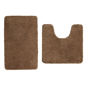 

2pcs Non Slip Polyester Shaggy Toilet Water Absorption Bathroom Rugs Set Soft Floor Front Door Home Washable Hotel Bath Mat