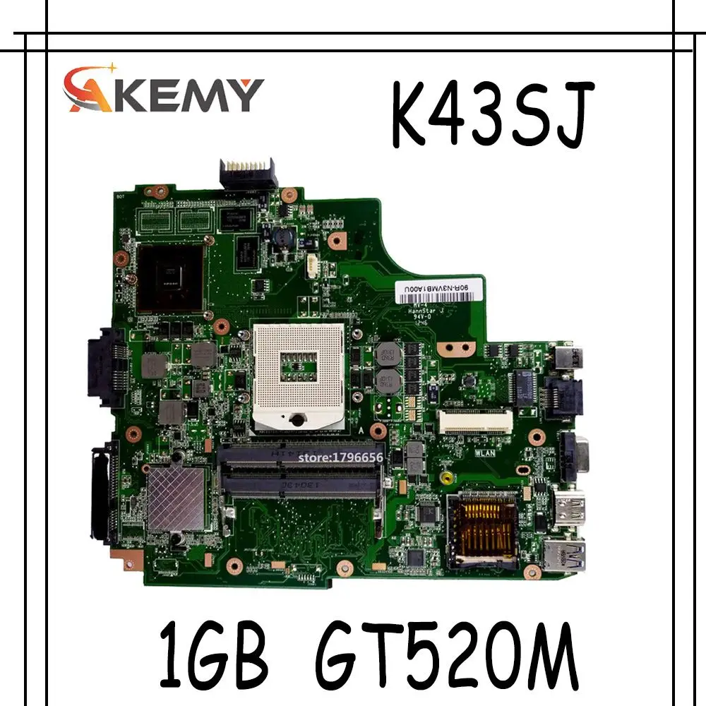 Akemy K43SJ laptop Motherboard For Asus X43S A43S K43S A83S A84S K43SV Mainboard 100% OK 1GB GT520M | Компьютеры и офис