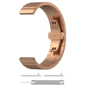 

Luxurious Rose Gold Stainless Steel Strap for Garmin Vivoactive3 Music/ Forerunner245M One Bead Watch Band 20mm