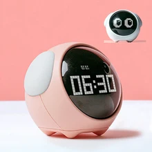 Cute Children's Alarm Clock Expression Alarm Clock With Night Light Sound Control Snooze Multifunctional Bedside Clock