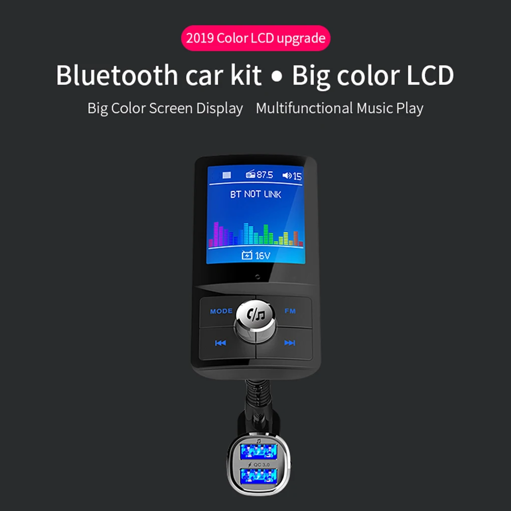 Bluetooth fm-передатчик QC3.0 USB Автомобильное зарядное устройство MP3-плеер ЖК-дисплей fm-модулятор Hands-free автомобильный комплект