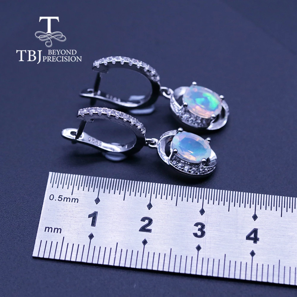 Овальный вырез 6*8 мм 2ct натуральный опал застежка серьги серебро 925 пробы