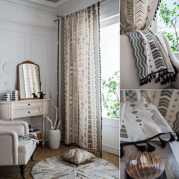 

2020 Window Curtain Tassel Bedroom Drap Sheer Screening Valances Home Decor Fashion Hotel Restaurant Party Rod Pocket Curtain