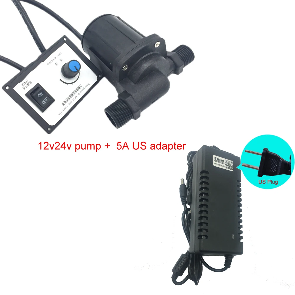 pump n 5A US adapter SR1000C3, работающего на постоянном токе 12 В в водяной насос 24V Mini USB Бесщеточный насос с контроллером 1800-3000L/ч большой расход 4,2-8 м бесшумный - Напряжение: pump n 5A US adapter
