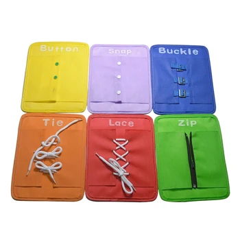 

6Pcs/set Toddler Toys Zip Snap Button Buckle Lace Tie Cutely Clothes Basic & Life Skills Toy