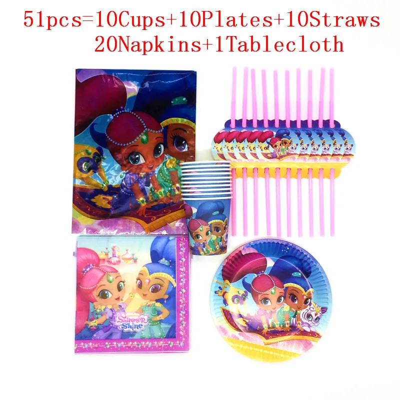 Shimmer and Shine тематическая вечеринка на день рождения Декор бумажная салфетка под тарелку кружку соломинки скатерть посуда набор детский душ вечерние принадлежности