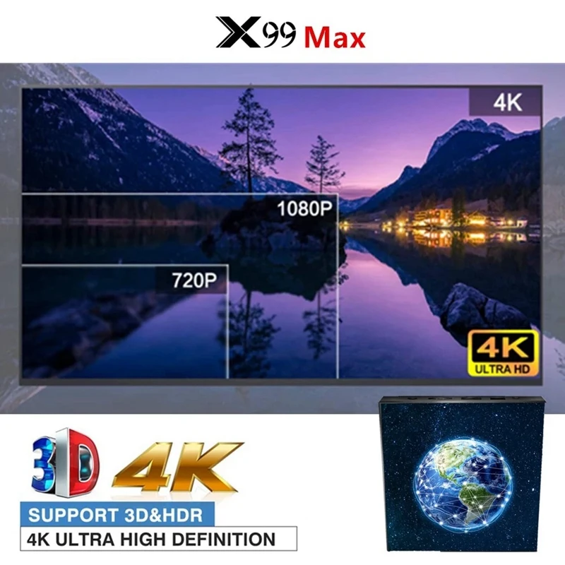 X99 Max Smart Android 9.0 TV Box UHD 4K Media Player Amlogic S905X2 4GB DDR4 32GB EMMC 2.4G / 5G Dual-Band WiFi BT4.1 100M LAN w