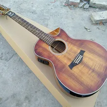 Древесина КоА гитара Grand auditory body style с подлокотниками bevelled cutway 12 струнная акустическая электрогитара