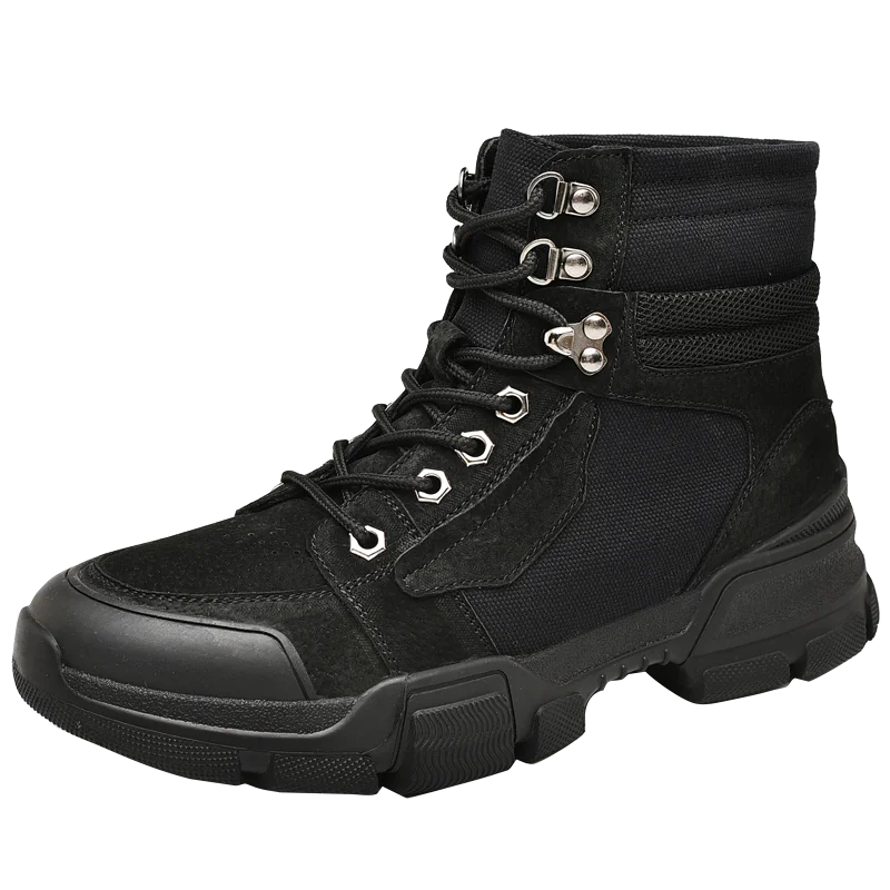 Мужские военные ботинки армейская безопасность мужская обувь зимняя кожаная обувь Армейская Обувь мужские повседневные тактические ботильоны ковбойские сапоги - Цвет: Black