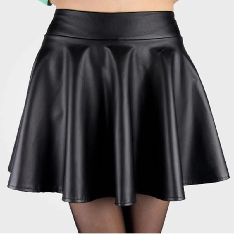 Женские юбки из искусственной кожи с высокой талией, мини-юбки, вечерние, повседневные, плиссированные, свинг-юбки