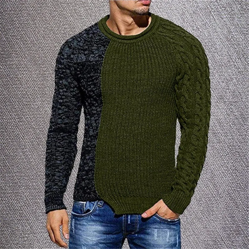 NEGIZBER свитер мужской модный тренд тонкий круглый вырез с длинными рукавами свитер дикий Повседневный Цвет сочетающийся головной убор Мужской свитер