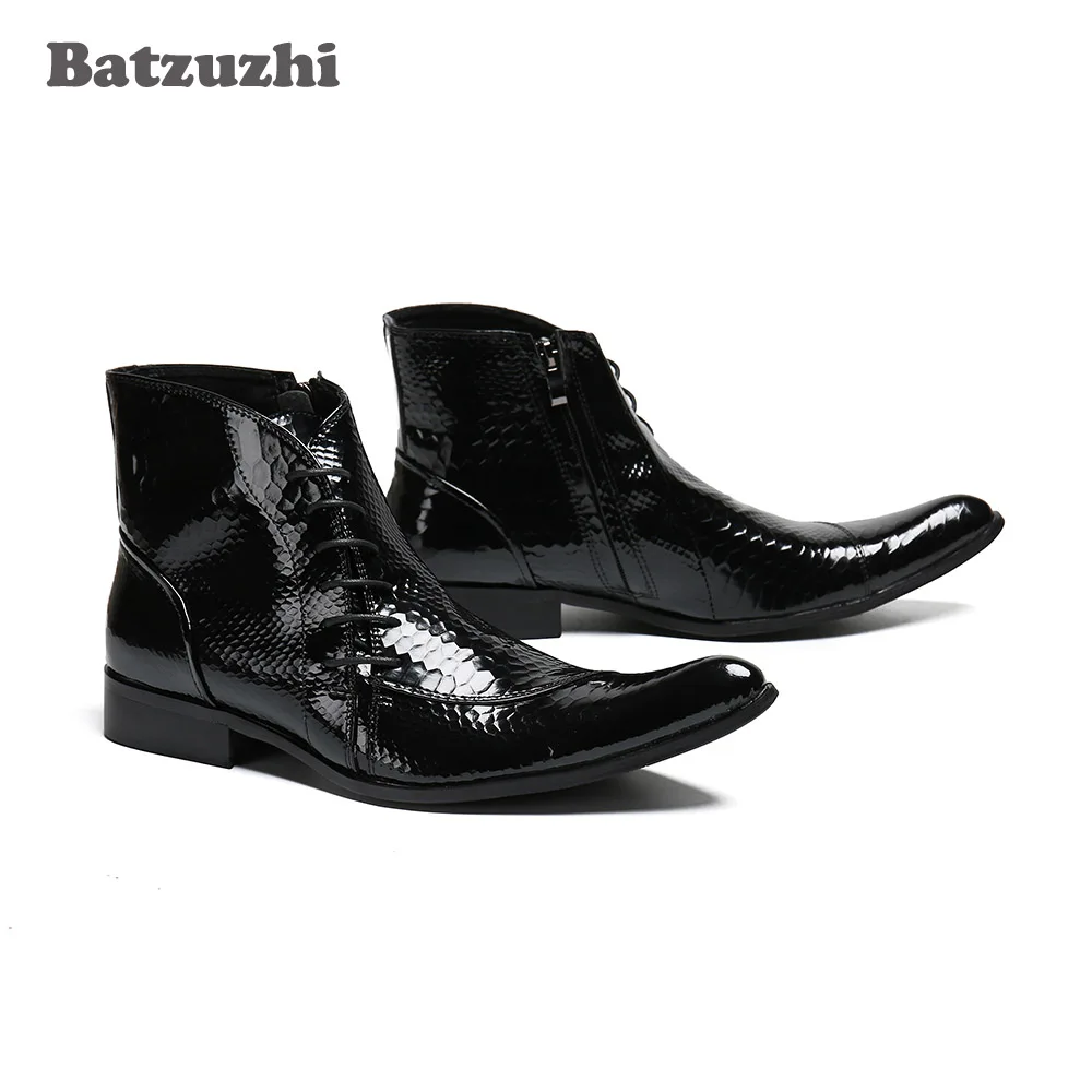 Batzuzhi/модные мужские ботинки в японском стиле черные кожаные модельные ботинки на молнии с острым носком деловые/вечерние ботинки Bota Masculina Большой размер US12