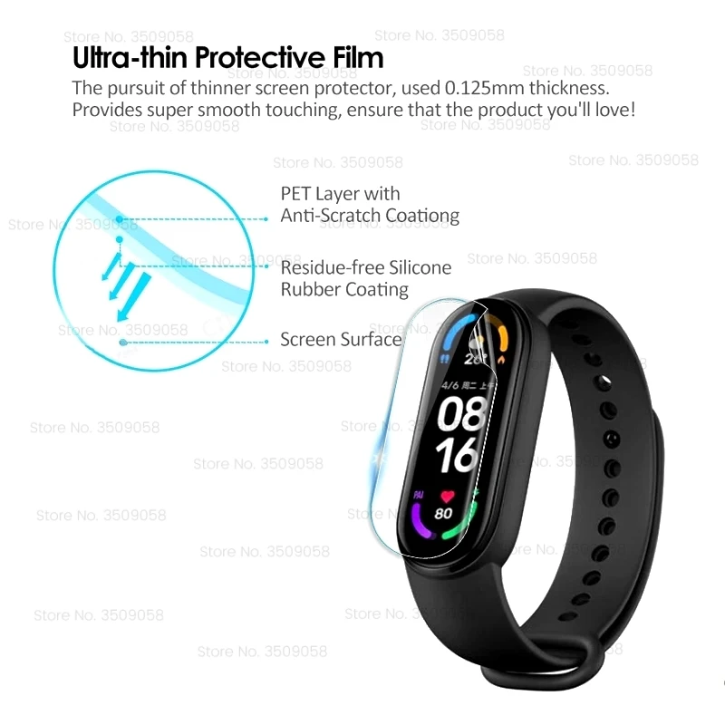 3-12PCS 9D Curved Soft Hydrogel Film For Xiaomi Mi Band 8 7 6 5 Protective Film Xiomi MiBand 8 7 6 5 Smart Wristband Not Glass