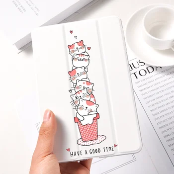 

Ipad 2 3 4 White Leather PU Hard Back Case Cartoon Cat Set Cover Protective For 2020 iPad Pro 11 12.9 10.5 7.9 inch Mini 1 2 3 5