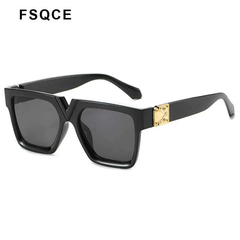 Metal decor square frame sunglasses Clearance