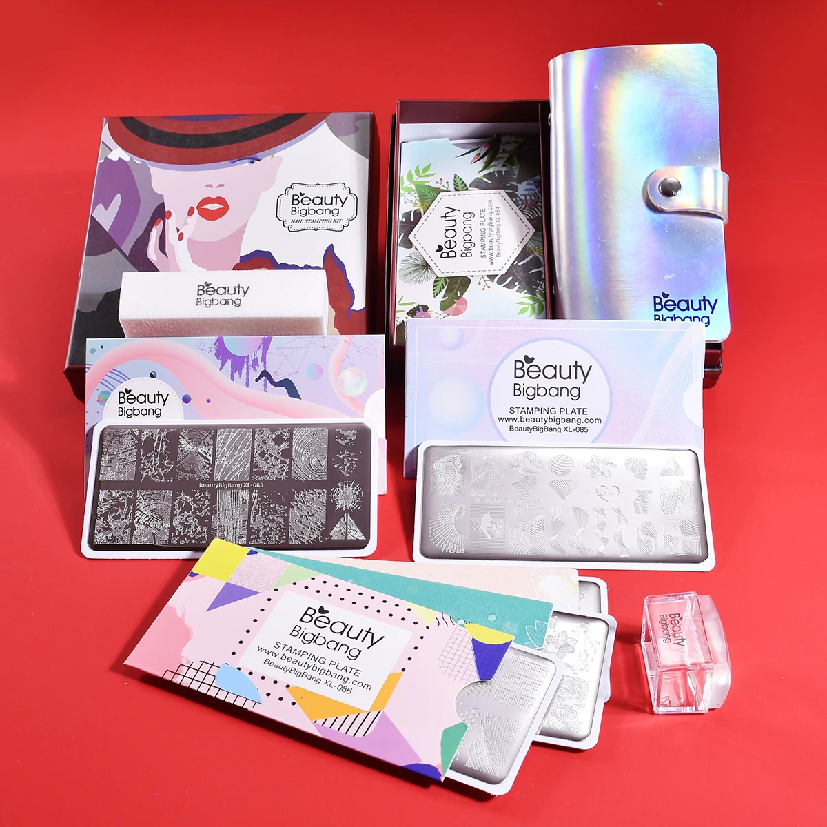 Günstig Beautybigbang Nagel Stanzen Platten Set 9PCS Edelstahl 12cm Template Schablone Form Geometrie Gestreiften Bild Nagel Kunst Platte set