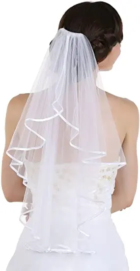 

Elegant 1T 1 Tier Ribbon Bride Bridal Veil