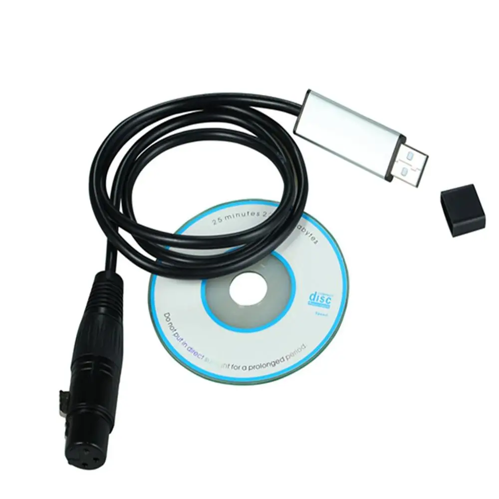 USB для DMX512 консоли, светодиодный USB для DMX интерфейсный адаптер, DMX512 компьютерный ПК Satge Контроллер освещения, диммер - Цвет: Черный