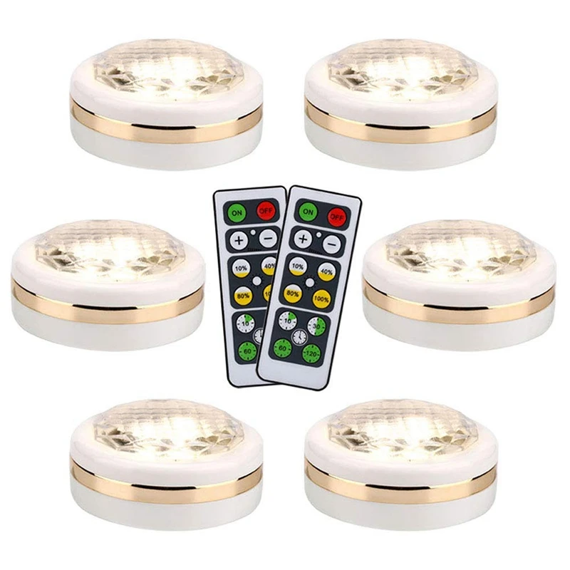 

Wireless Led Puck Lights With Remote Control 6 Pack,Led Under Cabinet Lighting,Puck Lights Battery Operated,Closet Light,Under C