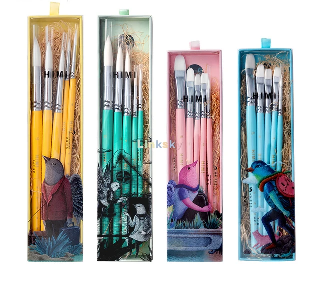 Miya Himi 3/5pcs Kids Artists Paint Brushes Set for Acrylic Oil Watercolor  Face & Body Gouache Painting with Hog Hairs - AliExpress