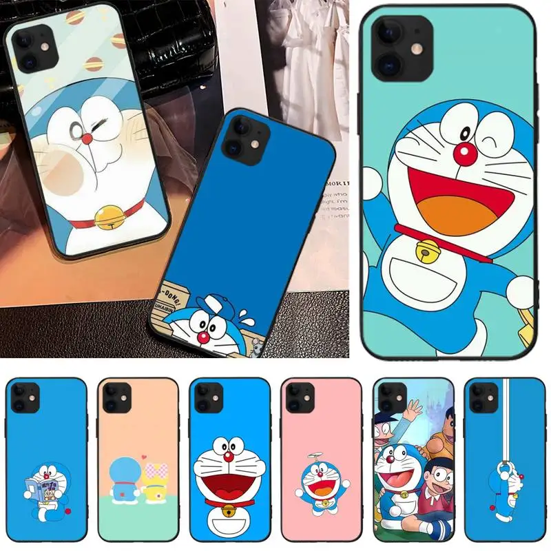 

LJHYDFCNB Anime Doraemon Soft black Phone Case For iphone6 6s plus 7 8 7 8 plus X XR XS MAX 11 Pro Max Cover