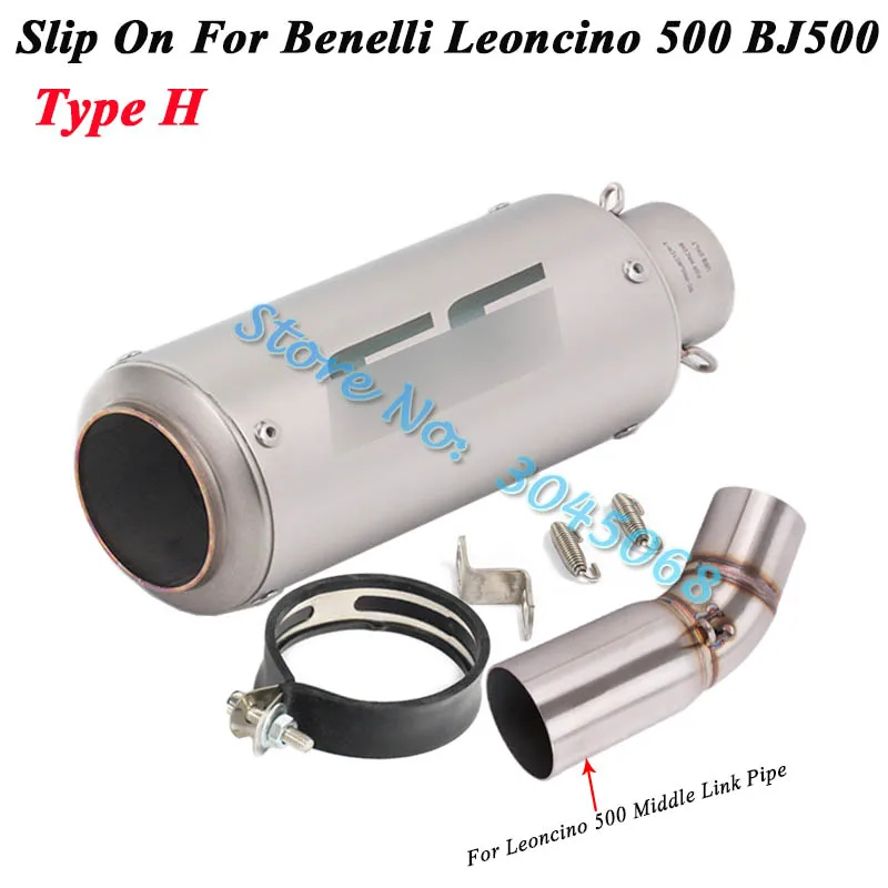 Слипоны для Benelli 500 Leoncino 500 BJ500 мотоциклетные выхлопные Escape модифицированные мотоциклетные трубы средней трубы из углеродного волокна глушитель - Цвет: Type H