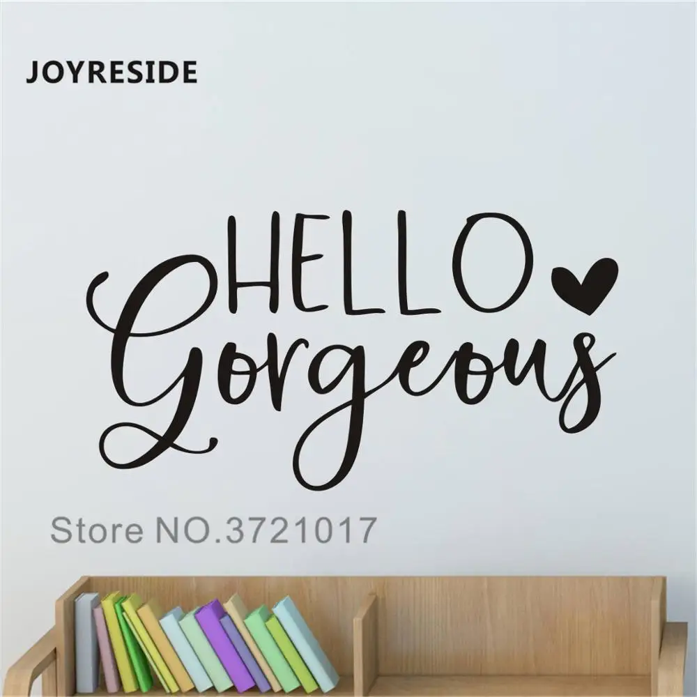 Hello Gorgeous Hearts настенные предложения домашняя Гостиная теплый стикер на стены комнаты Украшение Искусство современные настенные наклейки цитаты M239