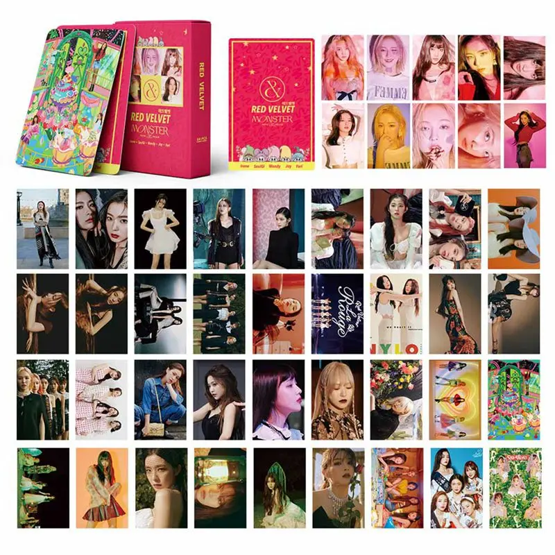 54 шт./компл. KPOP красная бархатная Двусторонняя Фотокарточка LOMO карточки HD